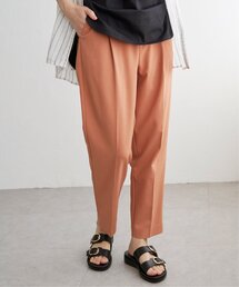 オレンジ リネン混紡 テーパードパンツ オレンジ リネン混紡 テーパードパンツ