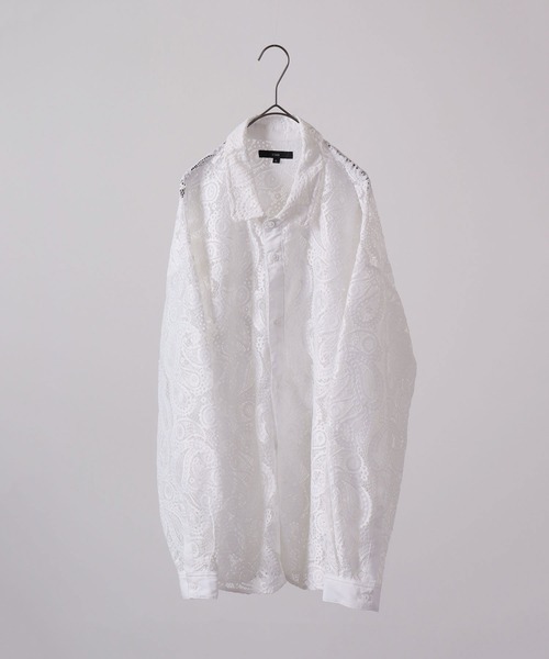 CIAO（チャオ）の「ciao レースシアーシャツ　長袖（シャツ/ブラウス・メンズ・ブラック/ブラック系その他/ホワイト系その他/ホワイト・M/L）」の2枚目の写真