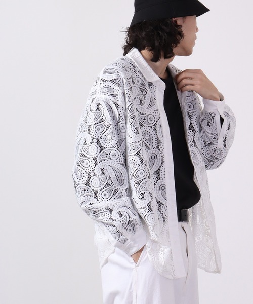 CIAO（チャオ）の「ciao レースシアーシャツ　長袖（シャツ/ブラウス・メンズ・ブラック/ブラック系その他/ホワイト系その他/ホワイト・M/L）」の18枚目の写真