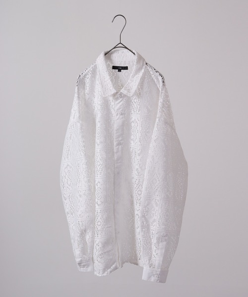 CIAO（チャオ）の「ciao レースシアーシャツ　長袖（シャツ/ブラウス・メンズ・ブラック/ブラック系その他/ホワイト系その他/ホワイト・M/L）」の9枚目の写真