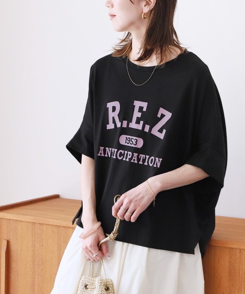 reca(レカ)の「ドルマンロゴカットソー(Tシャツ/カットソー・レディース・オフホワイト/イエロー/ブラック/グレイッシュベージュ・M)」の2枚目の写真