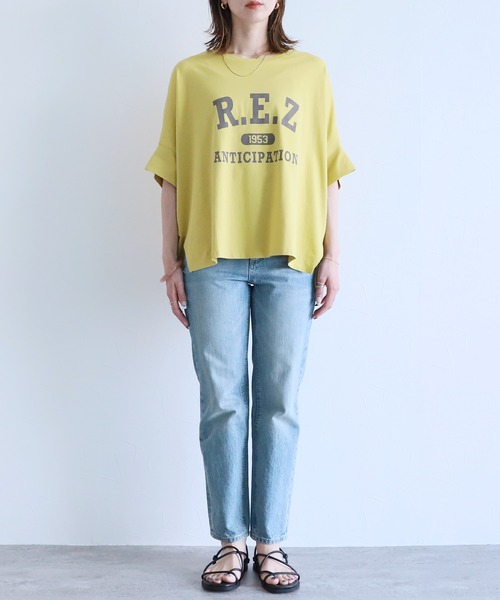 reca(レカ)の「ドルマンロゴカットソー(Tシャツ/カットソー・レディース・オフホワイト/イエロー/ブラック/グレイッシュベージュ・M)」の6枚目の写真