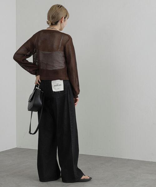 coen(コーエン)の「Vネックメッシュカーディガン(カーディガン/ボレロ・レディース・ブラック/ホワイト/モカ・M/L)」の11枚目の写真