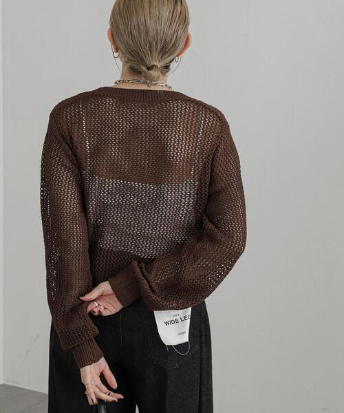 coen(コーエン)の「Vネックメッシュカーディガン(カーディガン/ボレロ・レディース・ブラック/ホワイト/モカ・M/L)」の14枚目の写真