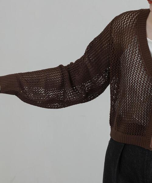 coen(コーエン)の「Vネックメッシュカーディガン(カーディガン/ボレロ・レディース・ブラック/ホワイト/モカ・M/L)」の15枚目の写真