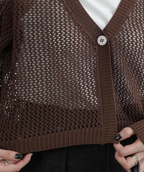 coen(コーエン)の「Vネックメッシュカーディガン(カーディガン/ボレロ・レディース・ブラック/ホワイト/モカ・M/L)」の16枚目の写真