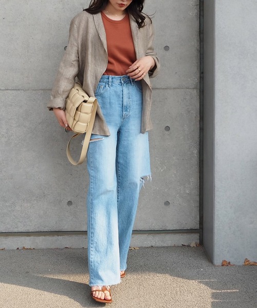 LAULEN（ローレン）の「Linen shirt jacket（テーラードジャケット・レディース・ブラウン/ベージュ・FREE）」の8枚目の写真