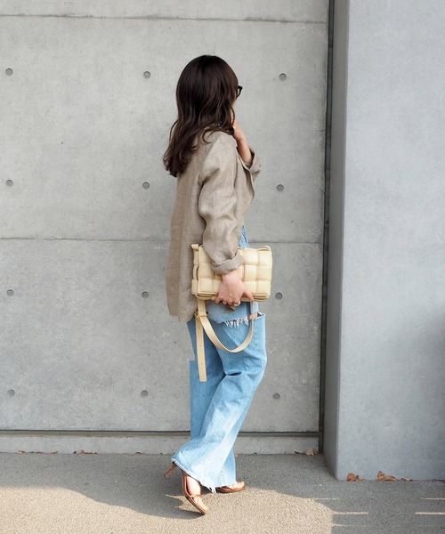 LAULEN（ローレン）の「Linen shirt jacket（テーラードジャケット・レディース・ブラウン/ベージュ・FREE）」の9枚目の写真