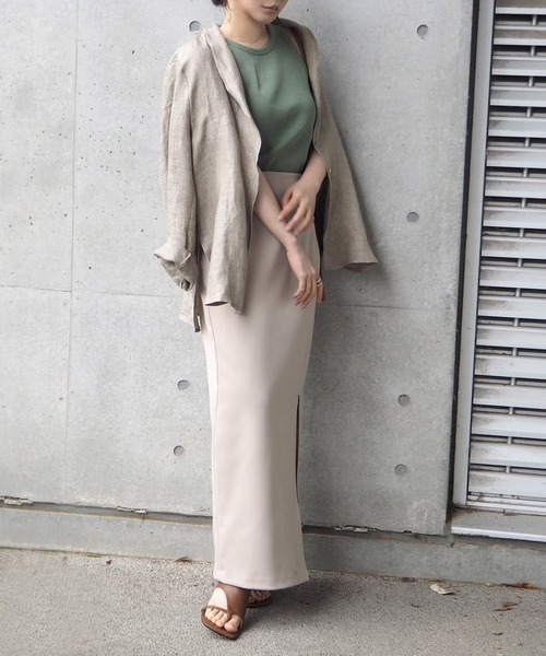 LAULEN（ローレン）の「Linen shirt jacket（テーラードジャケット・レディース・ブラウン/ベージュ・FREE）」の12枚目の写真