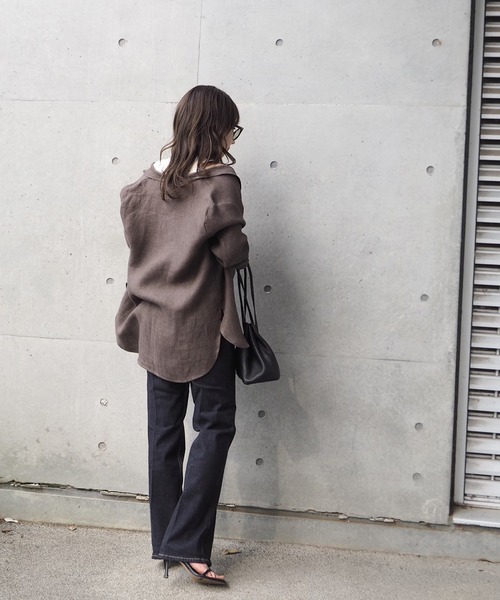 LAULEN（ローレン）の「Linen shirt jacket（テーラードジャケット・レディース・ブラウン/ベージュ・FREE）」の19枚目の写真