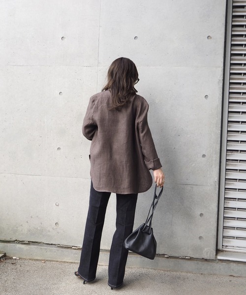 LAULEN（ローレン）の「Linen shirt jacket（テーラードジャケット・レディース・ブラウン/ベージュ・FREE）」の21枚目の写真