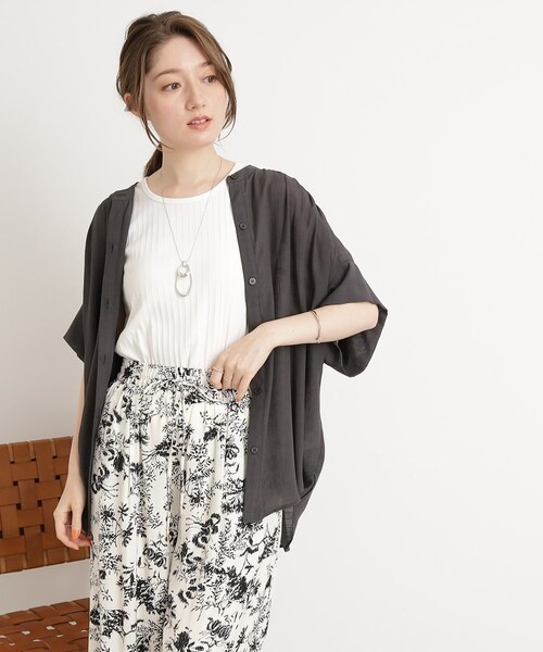 DRESKIP（ドレスキップ）の「◆【大人の抜け感】シアースラブバンドカラーシャツ（シャツ/ブラウス・レディース・ライトベージュ/グレー系その他/オレンジ/ライトグリーン・00）」の8枚目の写真