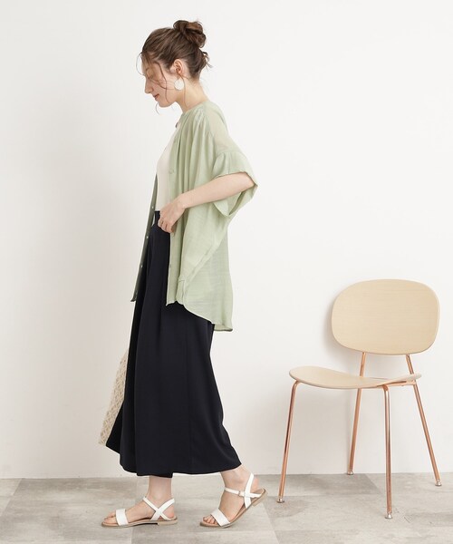 DRESKIP（ドレスキップ）の「◆【大人の抜け感】シアースラブバンドカラーシャツ（シャツ/ブラウス・レディース・ライトベージュ/グレー系その他/オレンジ/ライトグリーン・00）」の11枚目の写真