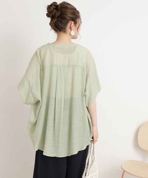 DRESKIP（ドレスキップ）の「◆【大人の抜け感】シアースラブバンドカラーシャツ（シャツ/ブラウス・レディース・ライトベージュ/グレー系その他/オレンジ/ライトグリーン・00）」の13枚目の写真