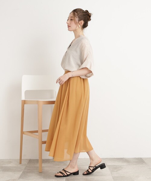 DRESKIP（ドレスキップ）の「◆【大人の抜け感】シアースラブバンドカラーシャツ（シャツ/ブラウス・レディース・ライトベージュ/グレー系その他/オレンジ/ライトグリーン・00）」の17枚目の写真