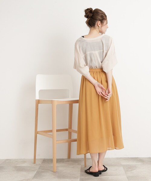 DRESKIP（ドレスキップ）の「◆【大人の抜け感】シアースラブバンドカラーシャツ（シャツ/ブラウス・レディース・ライトベージュ/グレー系その他/オレンジ/ライトグリーン・00）」の18枚目の写真