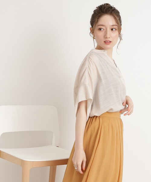 DRESKIP（ドレスキップ）の「◆【大人の抜け感】シアースラブバンドカラーシャツ（シャツ/ブラウス・レディース・ライトベージュ/グレー系その他/オレンジ/ライトグリーン・00）」の20枚目の写真