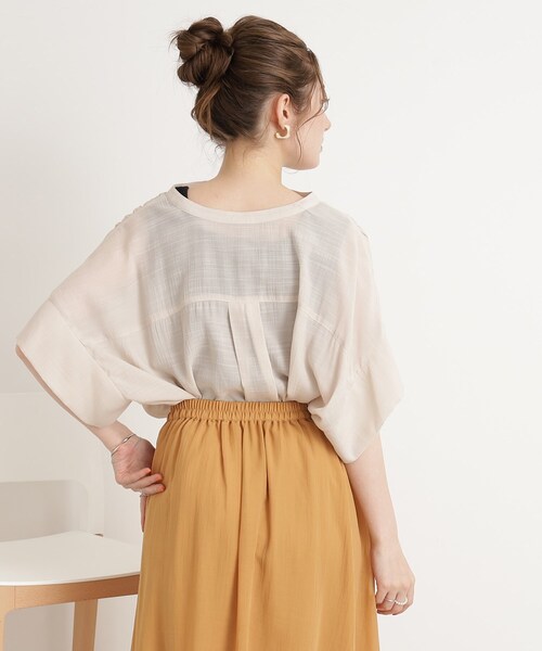 DRESKIP（ドレスキップ）の「◆【大人の抜け感】シアースラブバンドカラーシャツ（シャツ/ブラウス・レディース・ライトベージュ/グレー系その他/オレンジ/ライトグリーン・00）」の21枚目の写真