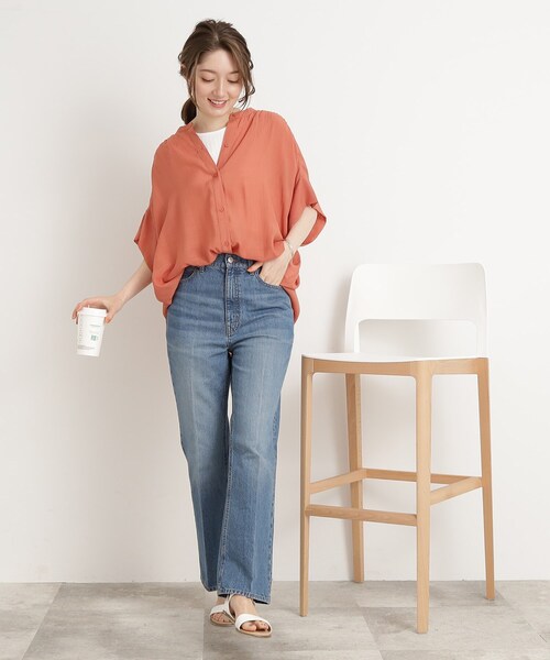 DRESKIP（ドレスキップ）の「◆【大人の抜け感】シアースラブバンドカラーシャツ（シャツ/ブラウス・レディース・ライトベージュ/グレー系その他/オレンジ/ライトグリーン・00）」の22枚目の写真