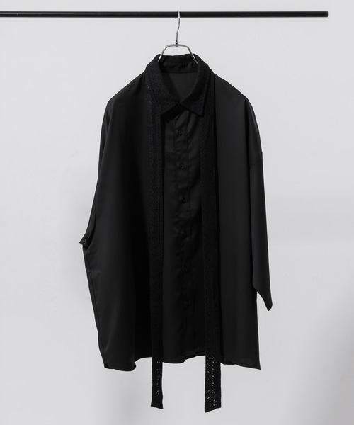 Adoon plain（アドーンプレーン）の「【Adoon plain 】レースボウタイシャツ（シャツ/ブラウス・メンズ・ブラック/ブルー・MEDIUM/LARGE）」の7枚目の写真