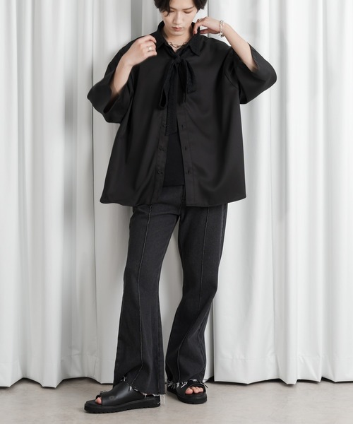 Adoon plain（アドーンプレーン）の「【Adoon plain 】レースボウタイシャツ（シャツ/ブラウス・メンズ・ブラック/ブルー・MEDIUM/LARGE）」の14枚目の写真