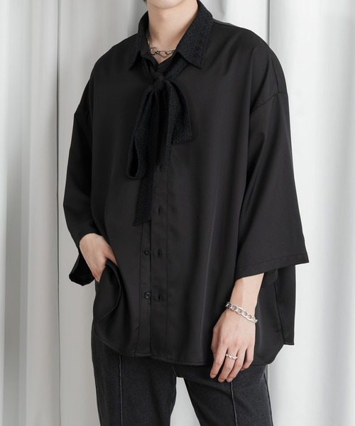 Adoon plain（アドーンプレーン）の「【Adoon plain 】レースボウタイシャツ（シャツ/ブラウス・メンズ・ブラック/ブルー・MEDIUM/LARGE）」の16枚目の写真