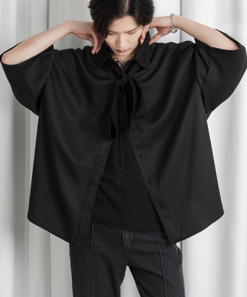 Adoon plain（アドーンプレーン）の「【Adoon plain 】レースボウタイシャツ（シャツ/ブラウス・メンズ・ブラック/ブルー・MEDIUM/LARGE）」の17枚目の写真