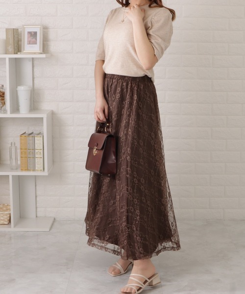Lace Ladies(レースレディース)の「ラウンドネックギャザーニットプルオーバー(シャツ/ブラウス・レディース・ブラック/ベージュ/ブルー/ホワイト/ピンク・M/XL)」の11枚目の写真