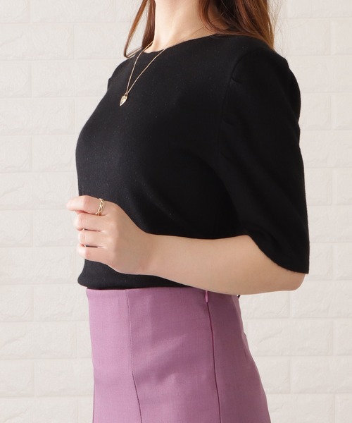 Lace Ladies(レースレディース)の「ラウンドネックギャザーニットプルオーバー(シャツ/ブラウス・レディース・ブラック/ベージュ/ブルー/ホワイト/ピンク・M/XL)」の16枚目の写真