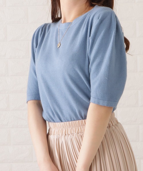 Lace Ladies(レースレディース)の「ラウンドネックギャザーニットプルオーバー(シャツ/ブラウス・レディース・ブラック/ベージュ/ブルー/ホワイト/ピンク・M/XL)」の20枚目の写真