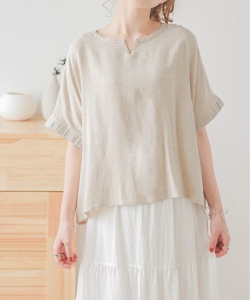 AMELY(エミリー)の「ギャザースリーブプルオーバー(その他トップス・レディース・イエロー/ホワイト/ピンク/ナチュラル・フリー)」の4枚目の写真