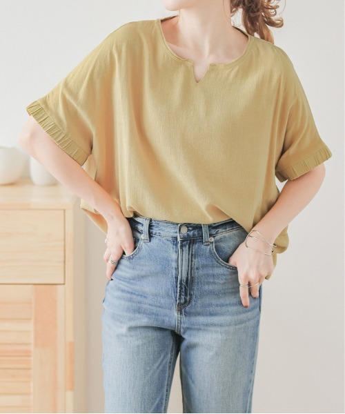 AMELY(エミリー)の「ギャザースリーブプルオーバー(その他トップス・レディース・イエロー/ホワイト/ピンク/ナチュラル・フリー)」の1枚目の写真