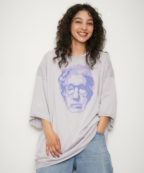 re_k by JUNRED（レクバイジュンレッド）の「re_k by JUNRED / アソートアート半袖ニットプルオーバー（Tシャツ/カットソー・メンズ・ライトグレー/ブラック/パープル/グリーン・S/M/L）」の7枚目の写真