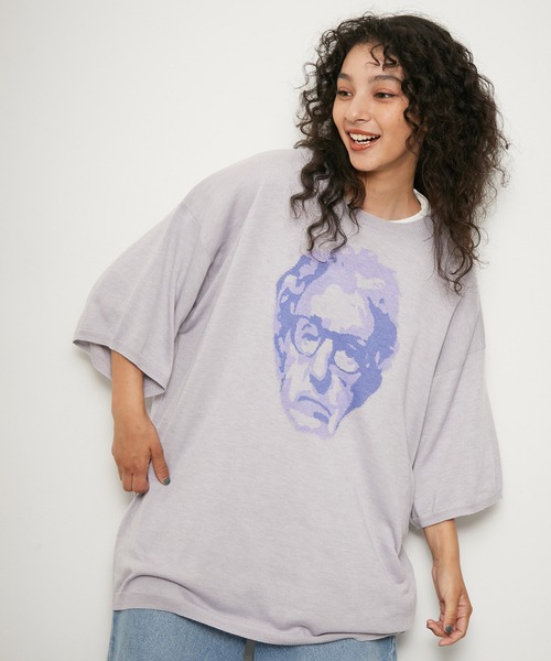 re_k by JUNRED（レクバイジュンレッド）の「re_k by JUNRED / アソートアート半袖ニットプルオーバー（Tシャツ/カットソー・メンズ・ライトグレー/ブラック/パープル/グリーン・S/M/L）」の8枚目の写真