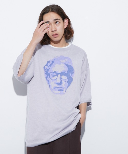 re_k by JUNRED（レクバイジュンレッド）の「re_k by JUNRED / アソートアート半袖ニットプルオーバー（Tシャツ/カットソー・メンズ・ライトグレー/ブラック/パープル/グリーン・S/M/L）」の15枚目の写真