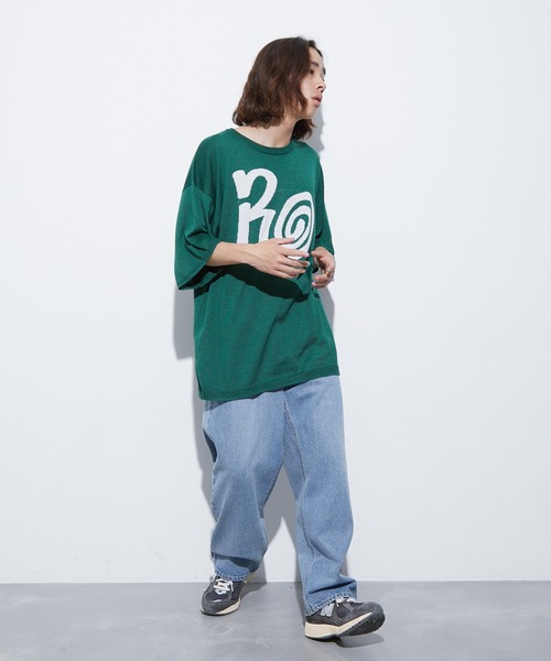 re_k by JUNRED（レクバイジュンレッド）の「re_k by JUNRED / アソートアート半袖ニットプルオーバー（Tシャツ/カットソー・メンズ・ライトグレー/ブラック/パープル/グリーン・S/M/L）」の18枚目の写真