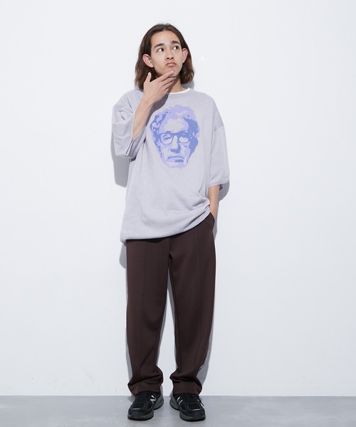 re_k by JUNRED（レクバイジュンレッド）の「re_k by JUNRED / アソートアート半袖ニットプルオーバー（Tシャツ/カットソー・メンズ・ライトグレー/ブラック/パープル/グリーン・S/M/L）」の20枚目の写真