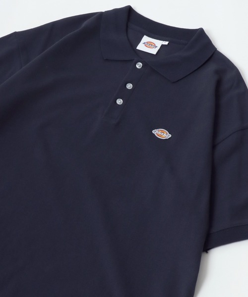 Dickies(ディッキーズ)の「Dickies/ディッキーズ オーバーサイズ カノコ ミニワッペン刺繍 ポロシャツ(ポロシャツ・メンズ・ブラック/ホワイト/グリーン/ネイビー・M/L/XL)」の4枚目の写真