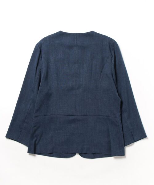 7days Life Styling（セブンデイズライフスタイリング）の「【品番振替】洗える麻調合繊７分袖ストレッチノーカラージャケット（接触冷感・防しわ・ストレッチ・UVカット）（ノーカラージャケット・レディース・ベージュ系/ネイビー系1/ライトグレー系/ネイビー系・L/M/S/LL）」の6枚目の写真