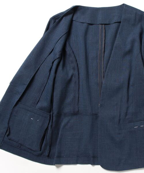 7days Life Styling（セブンデイズライフスタイリング）の「【品番振替】洗える麻調合繊７分袖ストレッチノーカラージャケット（接触冷感・防しわ・ストレッチ・UVカット）（ノーカラージャケット・レディース・ベージュ系/ネイビー系1/ライトグレー系/ネイビー系・L/M/S/LL）」の5枚目の写真