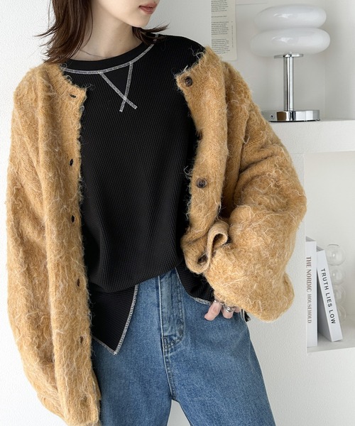 Java（ジャバ）の「《JaVaジャバ 別注》シンプルなのに格上げ。2way配色ワッフルロンTee（Tシャツ/カットソー・レディース・ライトグレー/ブラック/ベージュ/イエロー/ブルー/アイボリー/カーキブラウン/スモークピンク・SMALL/MEDIUM/LARGE/X-LARGE）」の15枚目の写真