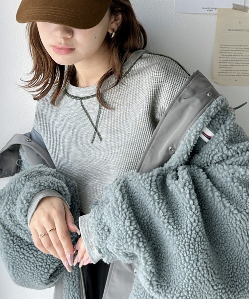 Java（ジャバ）の「《JaVaジャバ 別注》シンプルなのに格上げ。2way配色ワッフルロンTee（Tシャツ/カットソー・レディース・ライトグレー/ブラック/ベージュ/イエロー/ブルー/アイボリー/カーキブラウン/スモークピンク・SMALL/MEDIUM/LARGE/X-LARGE）」の20枚目の写真