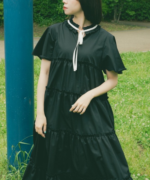 【未使用級✨】コルコバード　ティアード　ボウタイ　リボン　ワンピース　ドレス CORCOVADO(コルコバード)｜ボウタイリボンシフォンドレス