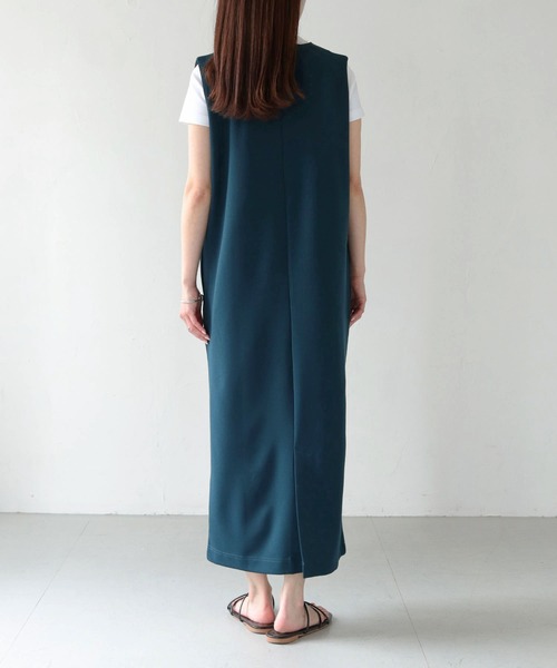 HER CLOSET(ハークローゼット)の「【Vingtrois】レイヤード風ジャンパースカート(ジャンパースカート・レディース・ダークグリーン/ブラック/モカ・M)」の15枚目の写真