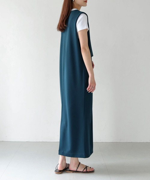 HER CLOSET(ハークローゼット)の「【Vingtrois】レイヤード風ジャンパースカート(ジャンパースカート・レディース・ダークグリーン/ブラック/モカ・M)」の14枚目の写真
