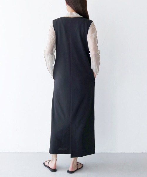 HER CLOSET(ハークローゼット)の「【Vingtrois】レイヤード風ジャンパースカート(ジャンパースカート・レディース・ダークグリーン/ブラック/モカ・M)」の9枚目の写真