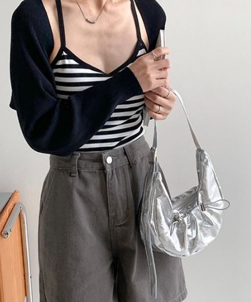 by muni:r(バイ ムニール)の「トレンドストリングショルダーバッグ(ショルダーバッグ・レディース・シルバー/ブルー/ブラック・ONE SIZE)」の12枚目の写真