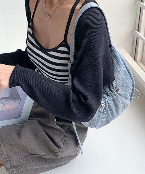 by muni:r(バイ ムニール)の「トレンドストリングショルダーバッグ(ショルダーバッグ・レディース・シルバー/ブルー/ブラック・ONE SIZE)」の14枚目の写真