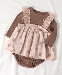 フリル花柄ビスチェカバーオール