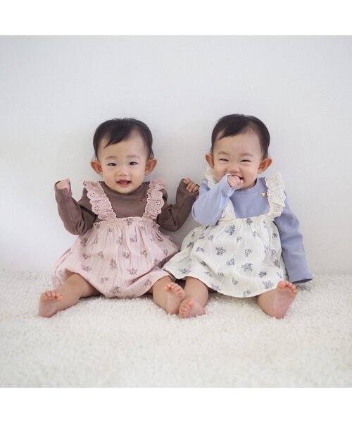 apres les cours（アプレレクール）の「フリル花柄ビスチェカバーオール（ロンパース・キッズ・ピンク/ブルー・70/80）」の5枚目の写真